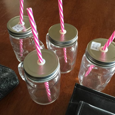 Jar cup pink straw option