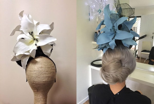 Paint Millinery Fascinator Hat Flower White Blue