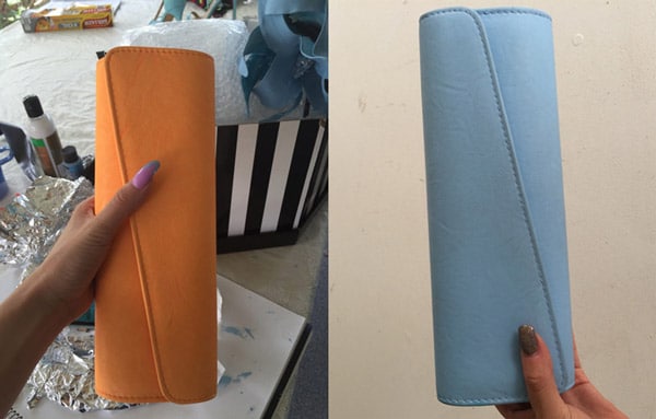 Paint Clutch Handbag Orange Blue DIY Design