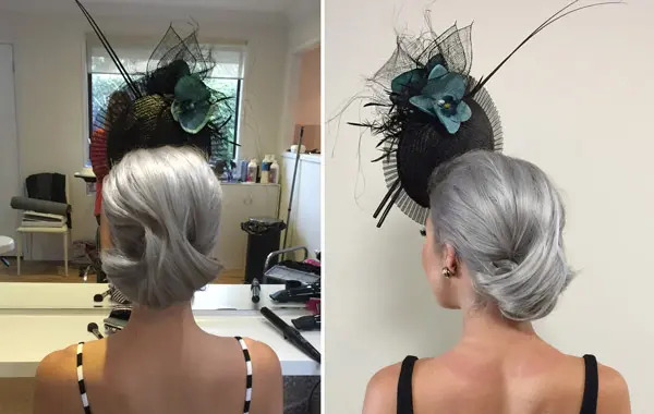 hair with millinery hat