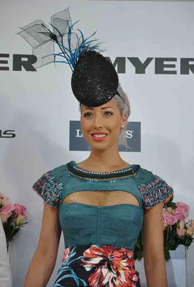 blue biot feathers mesh petals revamped hat