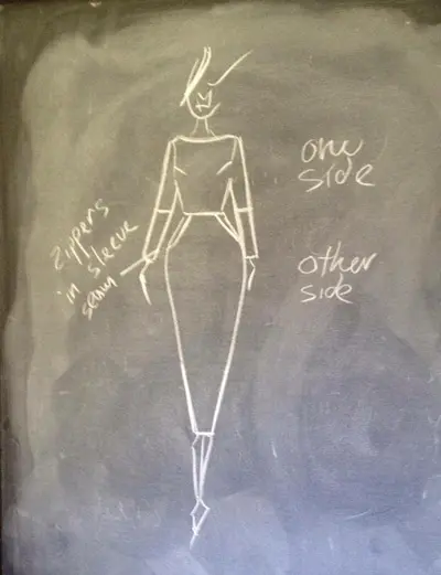 blackboard chalk fashion sketch illustration