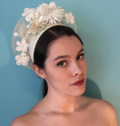 white floral crown hat millinery