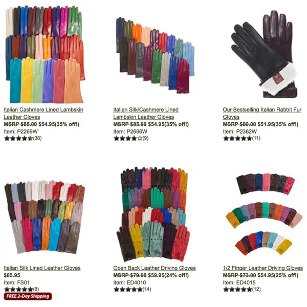 selection of leather gloves