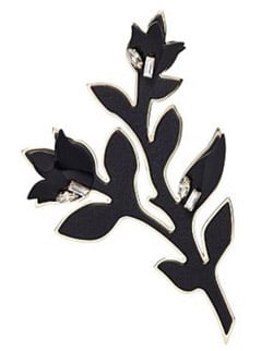 black mimco leaf branch brooch