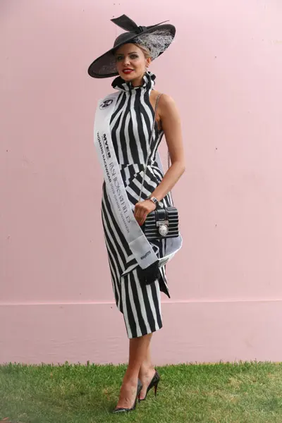 black white striped dress derby day