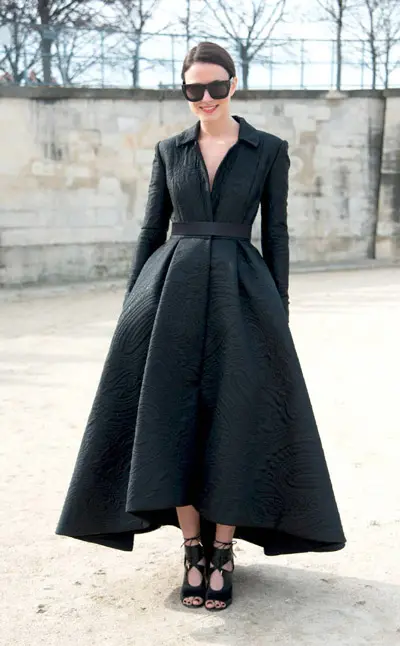 italian jaquard black fabric dress