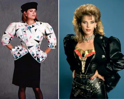 80s models wearing tops with shoulder pads