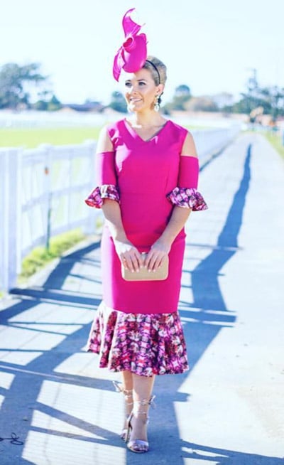 pink with print pattern dress