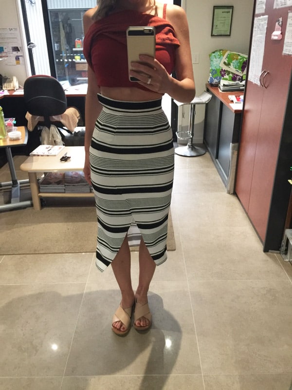 black white stripe skirt