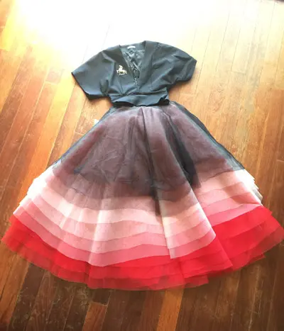 black red pink tulle skirt
