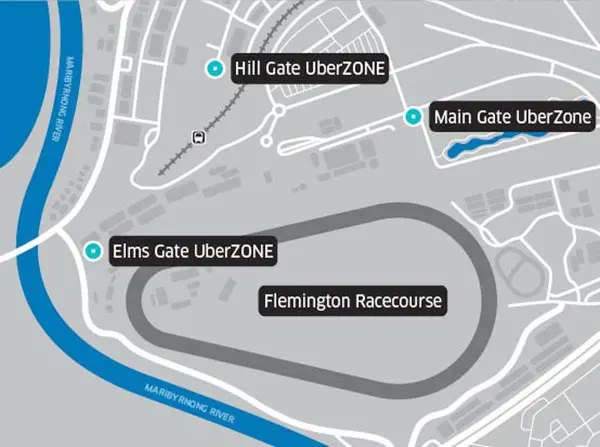 uber dropoff locations at flemington racecourse