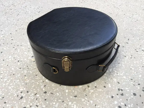 black hat box leather
