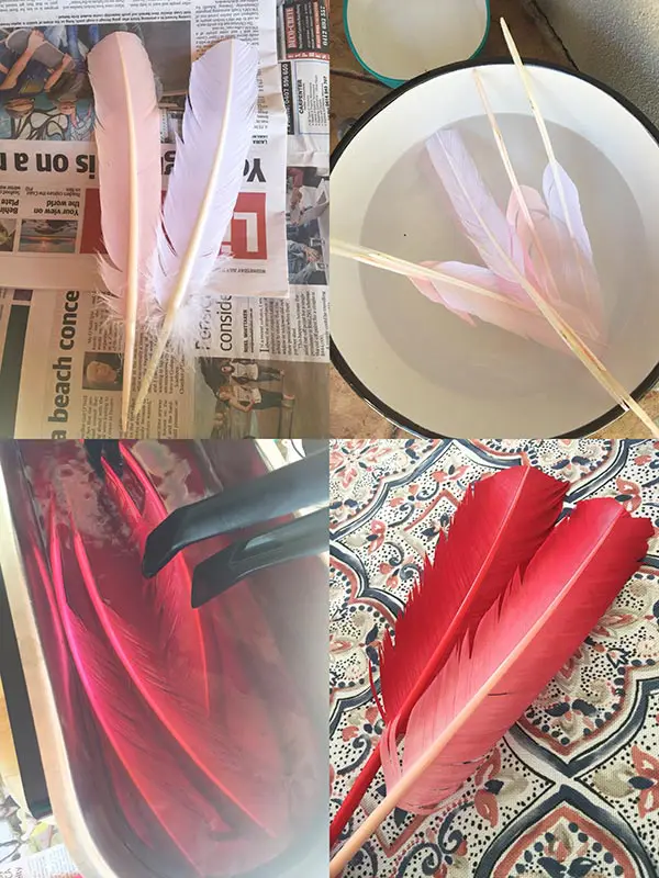 pink red dyed feathers for hat making