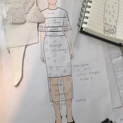 outfit design sketch material fabric