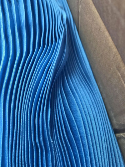 blue pleated fabric