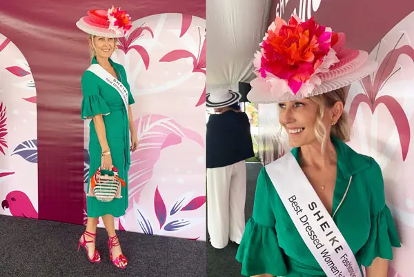 Amanda Maccor green dress pink hat winner