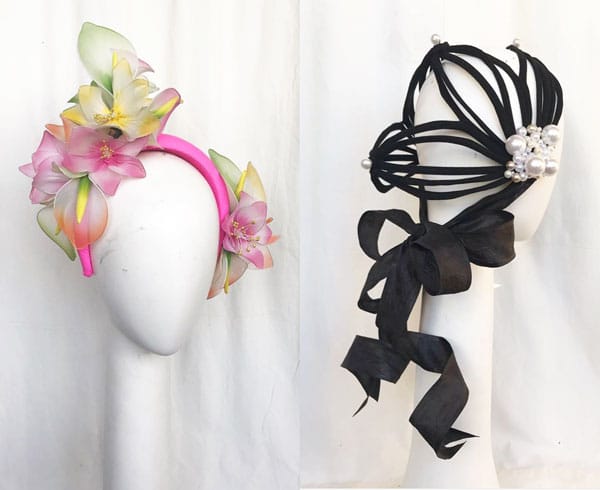 claire hahn floral colourful headband black headpiece with pearls