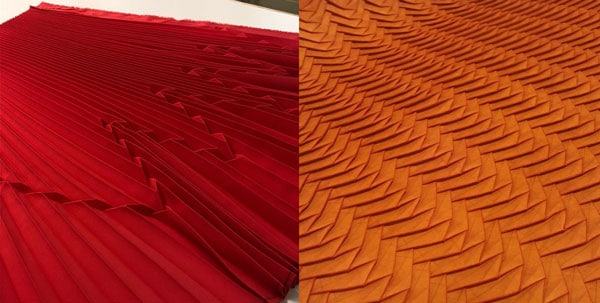orange and red fabric pleats