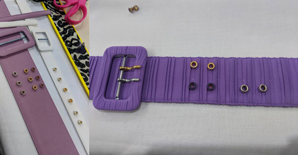 choosing eyelet colour options to suit a fabric covered belt