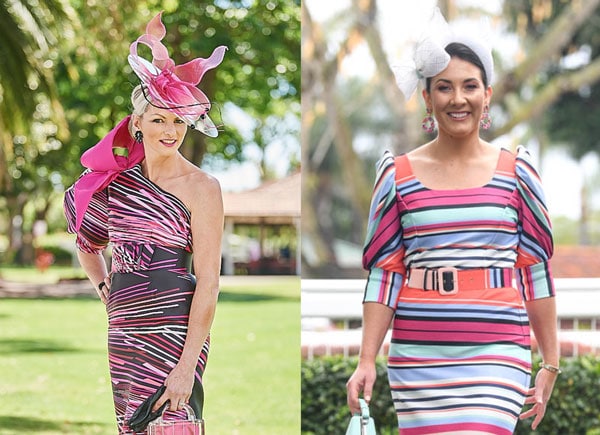 geometric patterned dresses with trending belts