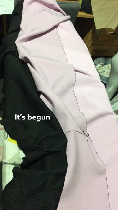 removing black lining from pink fabric