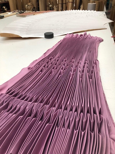purple pleats fancy high fashion detail