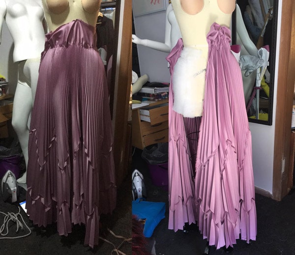 close up photos of pleated skirt
