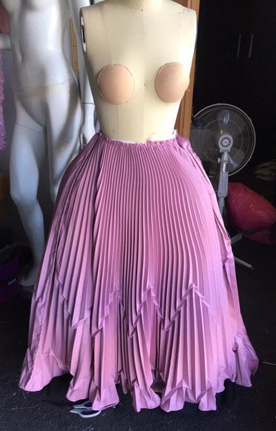 pleated skirt with tulle underlay