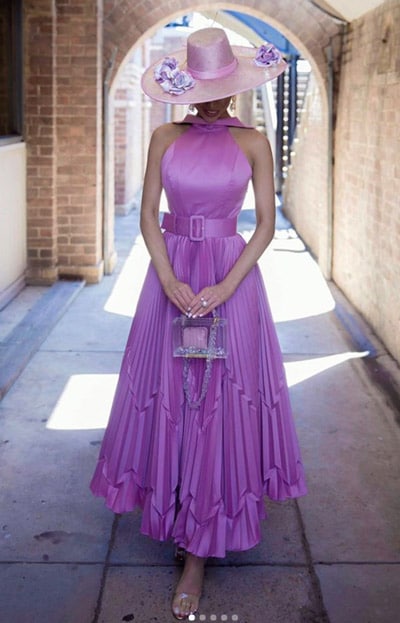 purple dress milano imai racing fashion blogger