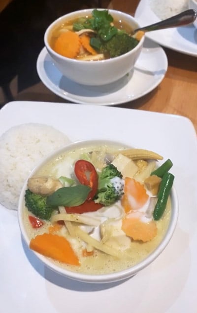 green curry and Tom Yum soup