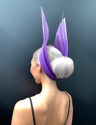 milano imai purple peacock millinery turban