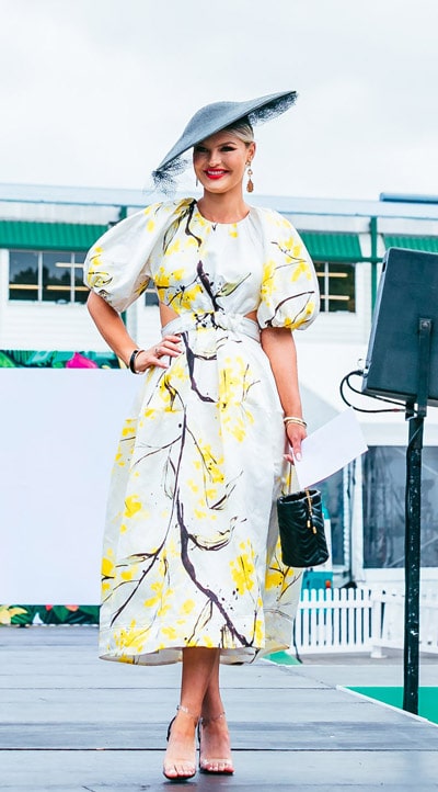 yellow and black floral print dress classic lady category