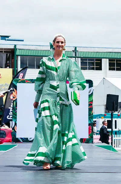 green and white Mackenzie Mode dress